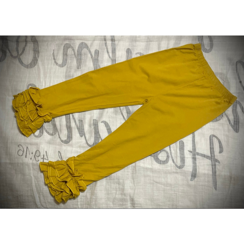 Girls Unbranded Leggings Size 4xl mustard Yellow Ruffle Hem